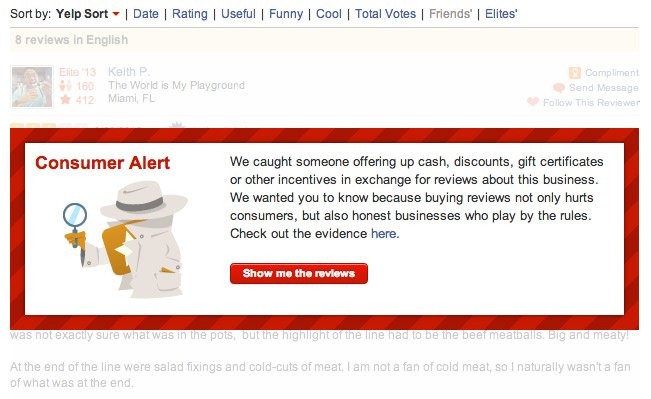 Yelp's Consumer Alerts