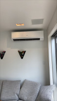 Wall mounted heat pump installation - We installed a wall mounted heat pump/air conditioning unit for this landlord's townhouse in Herne Bay to comply with their rental obligations.