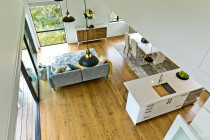 Ridge Road, Paremoremo - Cain Built Ltd. - View down to living/kitchen area from loft