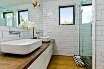 Ridge Road, Paremoremo - Cain Built Ltd. - Master bedroom ensuite with his and hers sinks