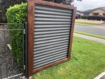 Residential Repaint - Post and corrugated cladding fence - Posts staining finished but before cladding sprayed