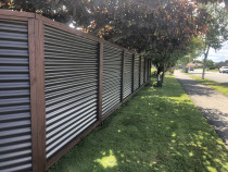 Residential Repaint - Post and corrugated cladding fence - Spray finished fence cladding and stained posts