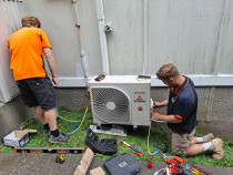 Heat pump Installation - Dan and Piper installing a heat pump in Karori.