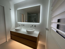 His and hers countertop bathroom basins
