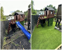 Artificial turf installed in children play area by Garden Solution Landscapes Ltd