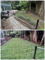 Levelled the ground and new ready lawn installed by Garden Solution Landscapes Ltd