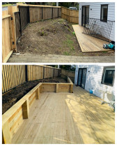 Expanding outdoor deck - We extended the deck and build a new retaining wall to secure and level up the landscape.