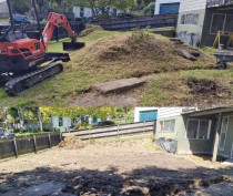 Ground level lowered - Lowered ground level preventing basement flooding