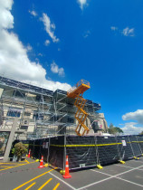 Asbestos roof removal site setup