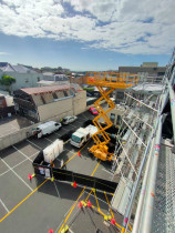 Asbestos roof removal site setup