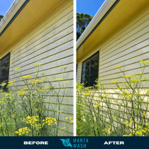 House Soft Washing Wellington - Before and after of side cladding house soft washing in Wellington.