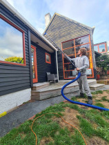 SkyVac Gutter Cleaning In Upper Hutt - Removing pine needle clogged gutters in Upper Hutt with our Industrial Sky Vac gutter vacuum.