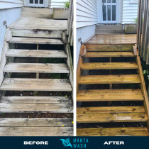 Deck & Steps Waterblasting Wellington - Before and after of some waterblasting for steps and deck in Wellington.