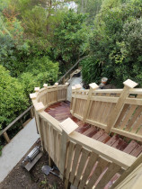 Bespoke custom staircase - Where master craftsmanship meets a challenging landscape.
This grand timber staircase creates an elegant, seamless journey.
Handcrafted to conquer the steep hillside with grace and strength.
Its rich tones and robust form are a statement of enduring quality.
Connecting home and nature with a truly mighty, bespoke finish.