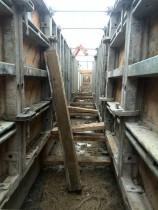 Installing Doka for work for two in-situ retaining wall - Installing Doka for work for two in-situ retaining wall ready to pour concrete / dismantle later and formwork ready to be lifted out and stack for the next job
