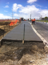 200m footpaths - prep site working area for the footpath
compaction ground level to required stability
erect formwork
reinforcement
pour concrete and finish broom finishing