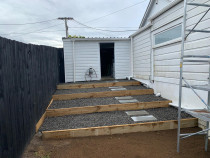 Edge Timber Stairs with Pebbles