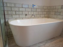 Bathroom half wall tiling