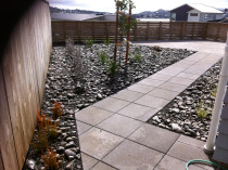 Pavers with Pebble Mulched Garden