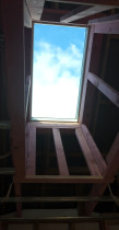 Skylight framing on our Coatesville bungalow extension and restoration.