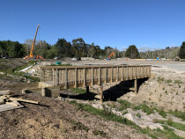 New pedestrian bridge build - Ruiterman contracting were awarded this job again through reputation, quality assurance and experience with these kinds of projects. We installed the foundation poles, then built the bridge on site and lifted it into position and secured. Engineer and council sign off was a breeze.