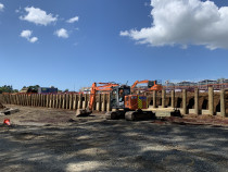 Retaining walls under construction