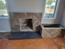 Fireplace - Fireplace tiled with 600×600 porcelain tile