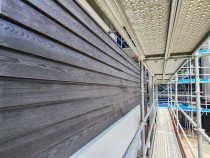 Exterior Painting - We apply 2 topcoats of oilbase stain to Cedar and this is the result.