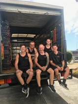 So serious! - This shot was taken on a super hot Kapiti coast day.

2 large trucks and a van full of household goods from Wellington to the KC - 
No one thought everything would fit into the vehicles - except Chris, he got everything on board no problems, happy customers