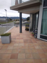 4. Apartment deck makeover pic 1 - before - After the usual waterblast and washcoat, this deck was laid with fibreglass, then top coated twice to ensure the whole deck is completely waterproofed for years to come!
Location: Deck Raumati