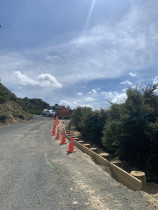 Slip repair - Good solid slip repair with a deep embedded retaining wall built on a private road in Northland