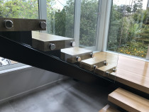 Internal stairs - The timber stair treads and one piece landing supplied by Colonial Entrance.