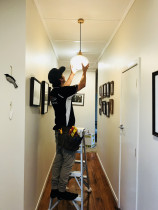 On the Job - Ben installing a pendant