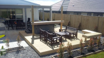 Reinforced deck for spa, shade sail and corner seating by Buildmate Limited