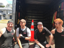 Cameron Ryan Transport | Service with a smile - A Cameron Ryan Crew after successfully relocating a large 3 bedroom home on a sunny Saturday, these guys work hard but are always up for a laugh. The house was full of very nice furniture, and the customer was very happy.