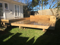 New timber deck and box seating by Complete Waterproofing and Building Maintenance Ltd - Have a timber or membrane deck you would like repaired or extended? Contact us for a free quote, we can take care of the entire project for you!