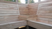 Pine seating area by DECKHQ