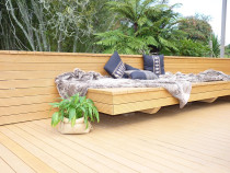 Verda honey gold deck and seating area completed by DECKHQ