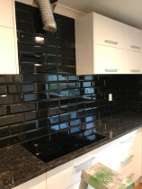 Black bevelled subways by Just Splashbacks - Female Tiler