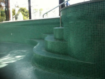 Curved Glass Mosaic Steps by Tile Technix Ltd - Tilers Auckland