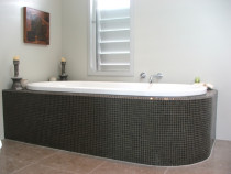 Transparent Glass Mosaic Bath Surround by Tile Technix Ltd - Tilers Warkworth